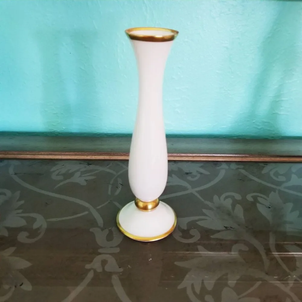 Lindner Kueps Bavaria Germany Vase, Cream Bone China Vase, Single Flower Vase